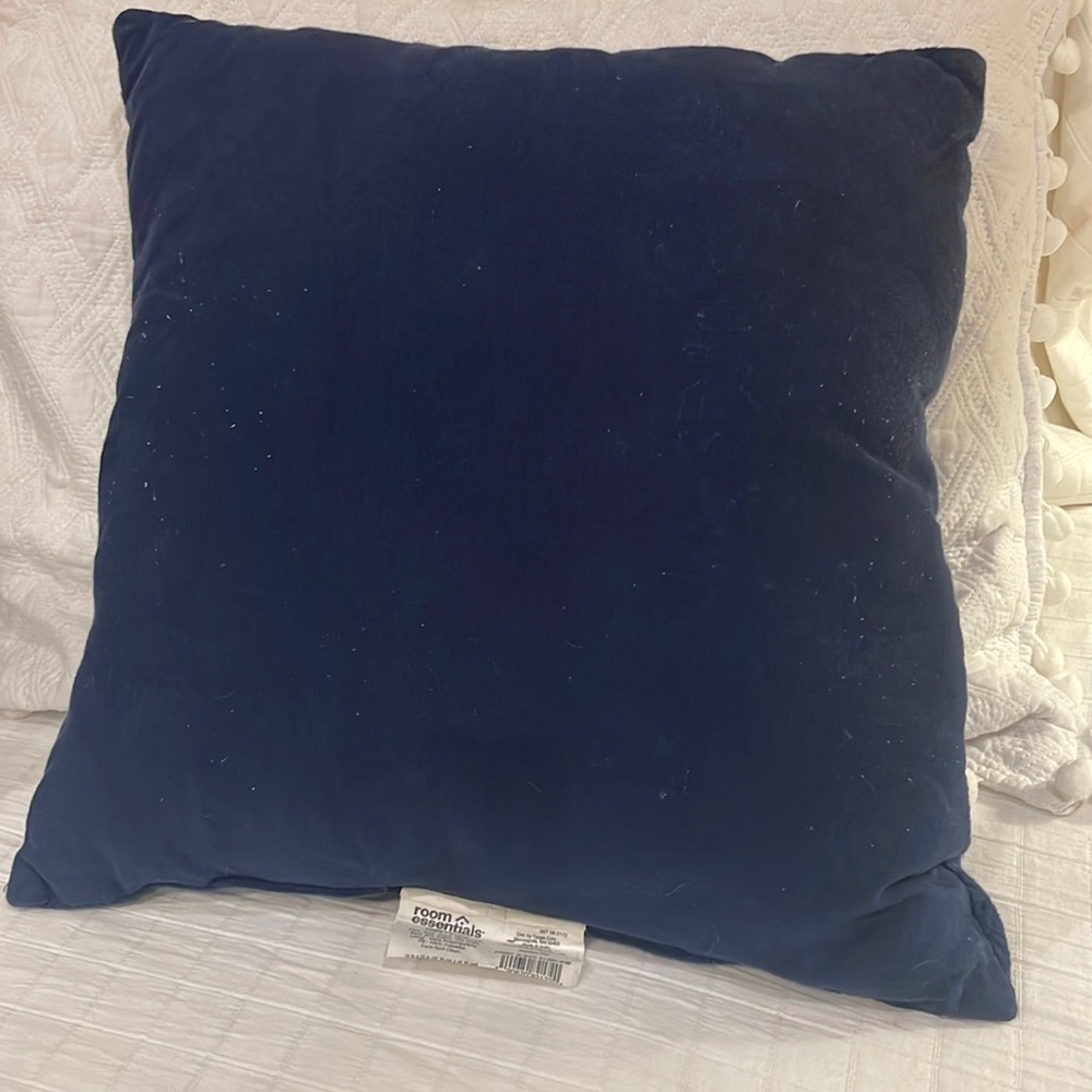 Room essentials pillow toss accent navy blue Cotton linen polyester